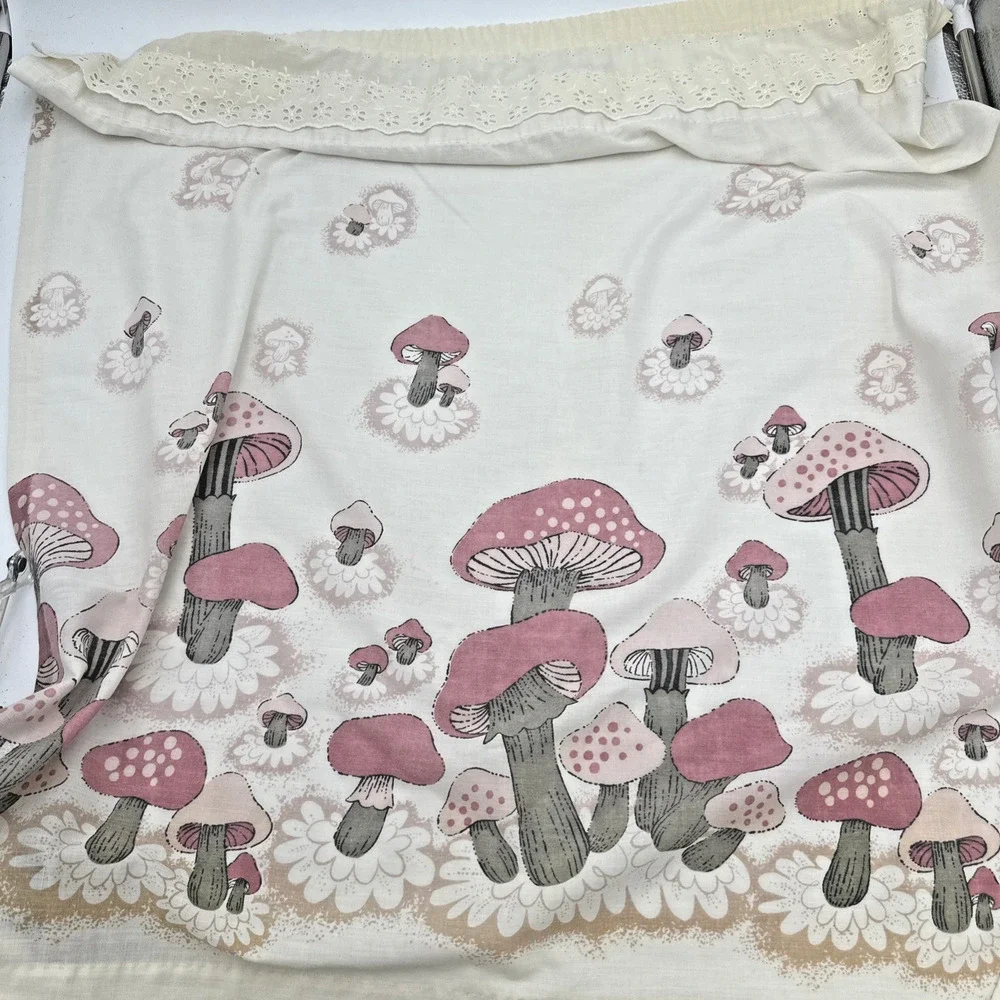 Single Panel Vintage Mushroom Curtain Retro Kitchen